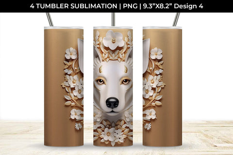3D white Floral Jack Russell Dog Tumbler Wrap 20 oz Sublimation PNG Bundle Free For Commercial Use Sublimation Sintegra 