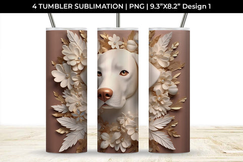 3D white Floral Labrador Retriever Dog Tumbler Wrap 20 oz Sublimation PNG Bundle Free For Commercial Use Sublimation Sintegra 