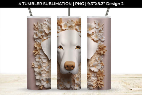 3D white Floral Labrador Retriever Dog Tumbler Wrap 20 oz Sublimation PNG Bundle Free For Commercial Use Sublimation Sintegra 