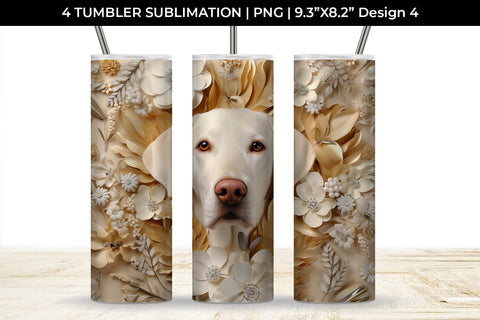 3D white Floral Labrador Retriever Dog Tumbler Wrap 20 oz Sublimation PNG Bundle Free For Commercial Use Sublimation Sintegra 