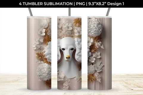 3D white Floral Poodle Dog Tumbler Wrap 20 oz Sublimation PNG Bundle Free For Commercial Use Sublimation Sintegra 