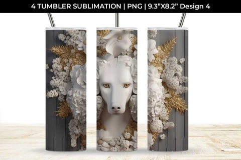 3D white Floral Poodle Dog Tumbler Wrap 20 oz Sublimation PNG Bundle Free For Commercial Use Sublimation Sintegra 