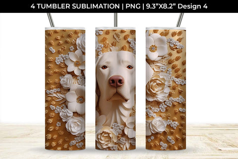 3D white Floral Rottweiler Dog Tumbler Wrap 20 oz Sublimation PNG Bundle Free For Commercial Use Sublimation Sintegra 