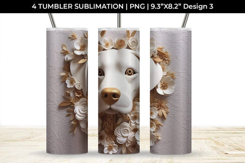 3D white Floral Rottweiler Dog Tumbler Wrap 20 oz Sublimation PNG Bundle Free For Commercial Use Sublimation Sintegra 