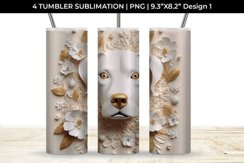 3D white Floral Rottweiler Dog Tumbler Wrap 20 oz Sublimation PNG Bundle Free For Commercial Use Sublimation Sintegra 