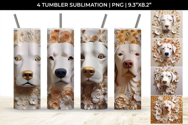 3D white Floral Rottweiler Dog Tumbler Wrap 20 oz Sublimation PNG Bundle Free For Commercial Use Sublimation Sintegra 