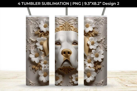 3D white Floral Saint Bernard Dog Tumbler Wrap 20 oz Sublimation PNG Bundle Free For Commercial Use Sublimation Sintegra 