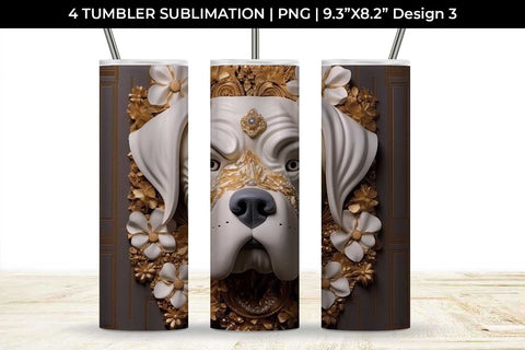 3D white Floral Saint Bernard Dog Tumbler Wrap 20 oz Sublimation PNG Bundle Free For Commercial Use Sublimation Sintegra 