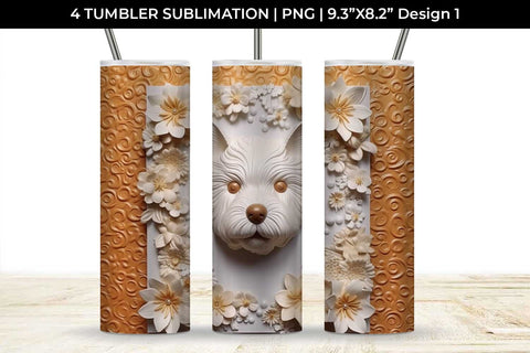 3D white Floral Westie Dog Tumbler Wrap 20 oz Sublimation PNG Bundle Free For Commercial Use Sublimation Sintegra 