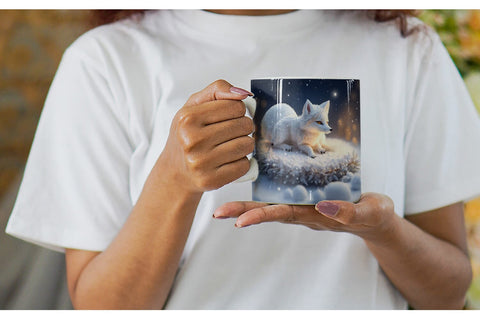 3D White Fox Christmas snow Mug Wrap | Sublimation Coffee Cup Sublimation artnoy 