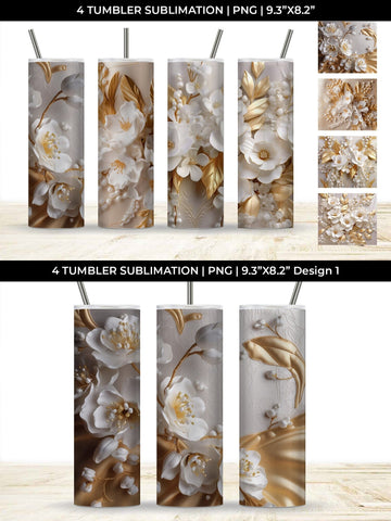 3D white Freezia Flowers Tumbler Wrap 20 oz Sublimation PNG Bundle Free For Commercial Use Sublimation Sintegra 