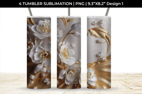 3D white Freezia Flowers Tumbler Wrap 20 oz Sublimation PNG Bundle Free For Commercial Use Sublimation Sintegra 