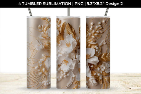 3D white Freezia Flowers Tumbler Wrap 20 oz Sublimation PNG Bundle Free For Commercial Use Sublimation Sintegra 