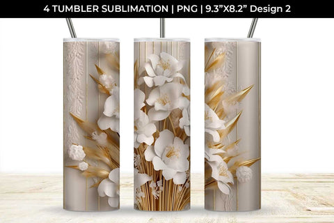 3D white Gladiolus Flowers Tumbler Wrap 20 oz Sublimation PNG Bundle Free For Commercial Use Sublimation Sintegra 