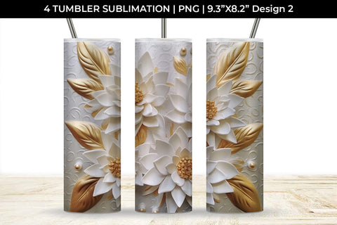 3D white Lotus Flowers Tumbler Wrap 20 oz Sublimation PNG Bundle Free For Commercial Use Sublimation Sintegra 