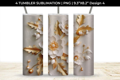 3D white Lotus Flowers Tumbler Wrap 20 oz Sublimation PNG Bundle Free For Commercial Use Sublimation Sintegra 