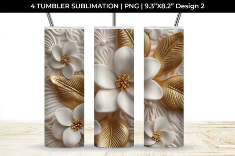 3D white Plumeria Flowers Tumbler Wrap 20 oz Sublimation PNG Bundle Free For Commercial Use Sublimation Sintegra 