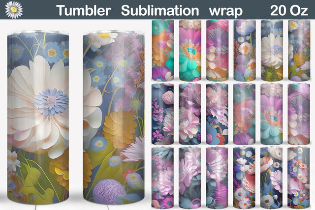 3D Wildflowers Tumbler Sublimation | Purple Flowers Tumbler Sublimation WatercolorColorDream 