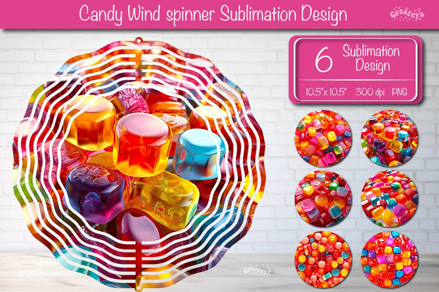 3D wind spinner sublimation Bundle 3D Birthday Party round design PNG Candy graphic Sublimation Createya Design 