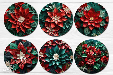 3D Wind Spinner sublimation Bundle Christmas Flower wind spinner Sublimation designs PNG Sublimation Createya Design 