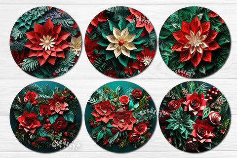 3D Wind Spinner sublimation Bundle Christmas Flower wind spinner Sublimation designs PNG Sublimation Createya Design 