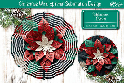 3D Wind Spinner sublimation Christmas Flower wind spinner Sublimation designs PNG Sublimation Createya Design 