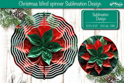 3D Wind Spinner sublimation Christmas Flower wind spinner Sublimation designs PNG Sublimation Createya Design 