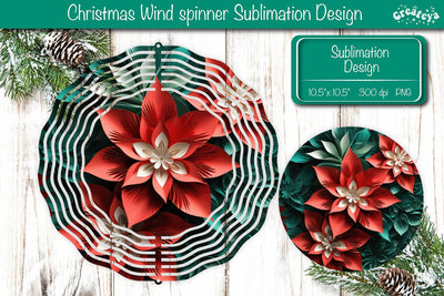 3D Wind Spinner sublimation Christmas Flower wind spinner Sublimation designs PNG Sublimation Createya Design 