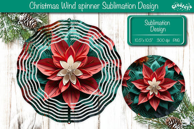 3D Wind Spinner sublimation Christmas Flower wind spinner Sublimation designs PNG Sublimation Createya Design 