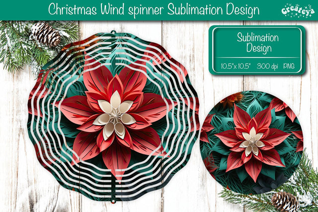 3D Wind Spinner sublimation Christmas Flower wind spinner Sublimation designs PNG Sublimation Createya Design 