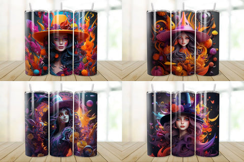 3D Witch Woman Tumbler Bundle Sublimation Regulrcrative 