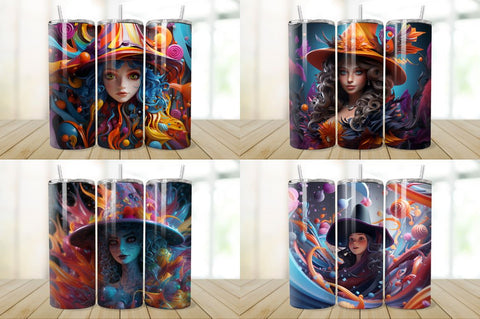3D Witch Woman Tumbler Bundle Sublimation Regulrcrative 