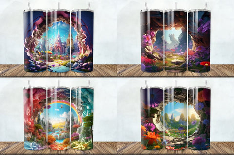 3D Wonderland Cracked Hole Tumbler Bundle Sublimation Regulrcrative 