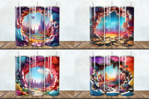 3D Wonderland Cracked Hole Tumbler Bundle Sublimation Regulrcrative 