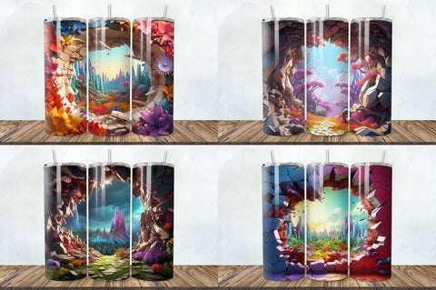 3D Wonderland Cracked Hole Tumbler Bundle Sublimation Regulrcrative 