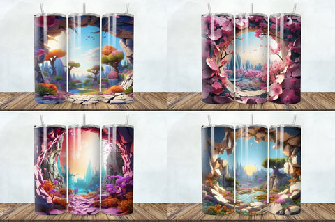 3D Wonderland Cracked Hole Tumbler Bundle Sublimation Regulrcrative 