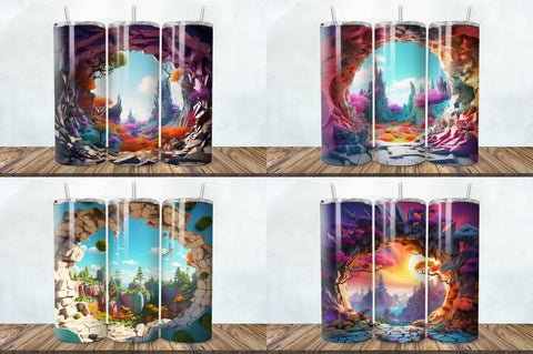 3D Wonderland Cracked Hole Tumbler Bundle Sublimation Regulrcrative 