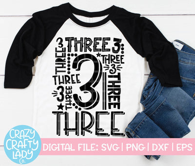 3rd Birthday Collage | SVG Cut File SVG Crazy Crafty Lady Co. 