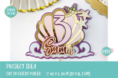 3rd Birthday Mermaid Cake Topper SVG | 3D Layered Topper SVG OyoyStudioDigitals 