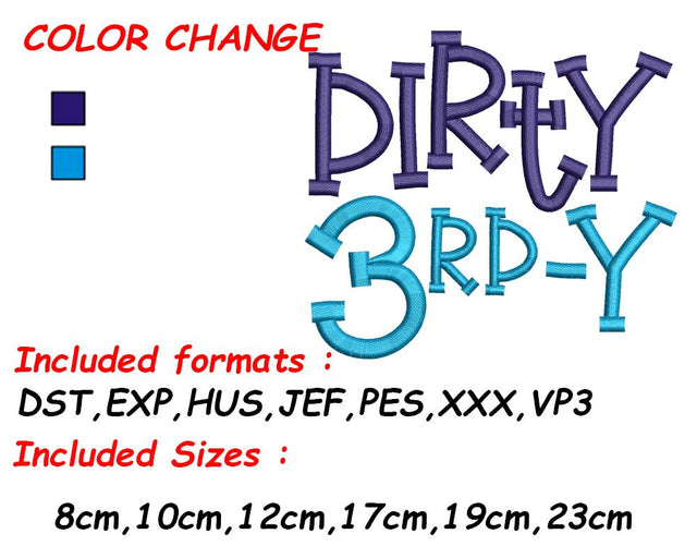 3rd Birthday, Third Birthday, 3rd Birthday Boy, Birthday Embroidery, Embroidery Design, Number 3 Embroidery/Applique DESIGNS SVG Digital Designer 