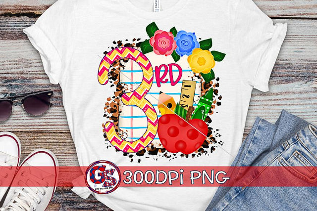 3rd Grade Back to School PNG for Sublimation Sublimation Greedy Stitches 