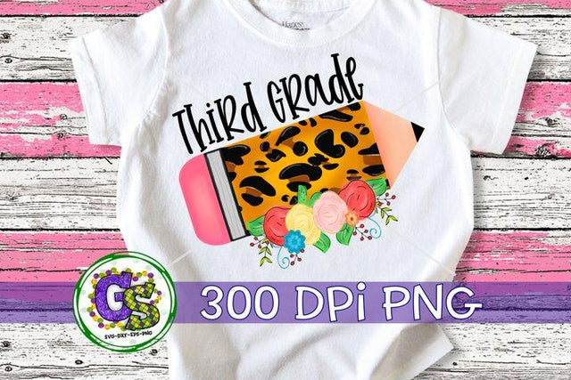 3rd Grade Pencil PNG for Sublimation-Back To School PNG Sublimation Greedy Stitches 
