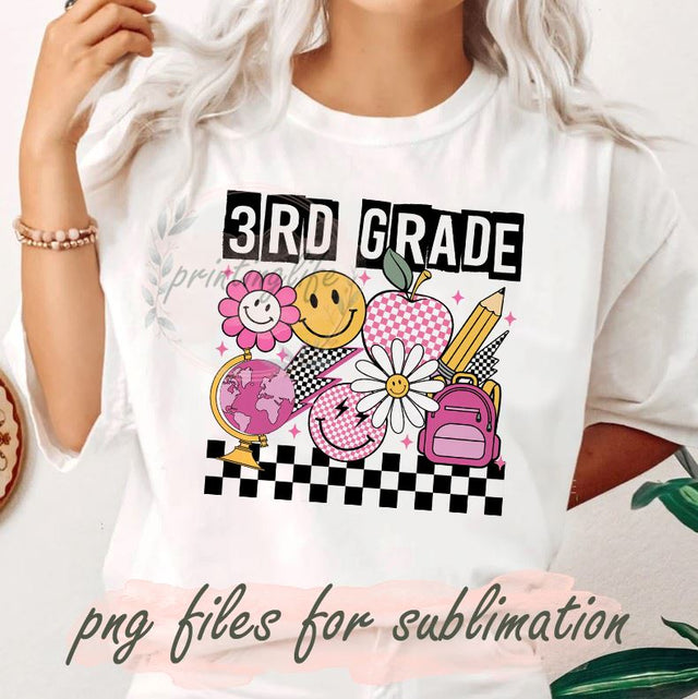 3rd Grade Png Sublimation, First Day of School Digital Download, Back To School PNG, Retro Back To School, School Grade Sublimation PrintingLife 