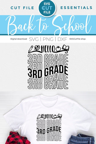 3rd Grade svg, 3rd grader svg, Third grade teacher svg, Third Grader svg, Third Grade svg, Teacher svg, Back to School, mirror font repeat SVG SVG Cut File 