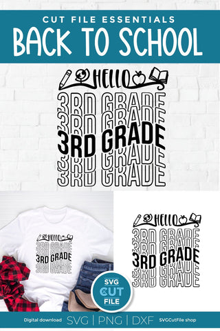 3rd Grade svg, 3rd grader svg, Third grade teacher svg, Third Grader svg, Third Grade svg, Teacher svg, Back to School, mirror font repeat SVG SVG Cut File 