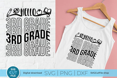 3rd Grade svg, 3rd grader svg, Third grade teacher svg, Third Grader svg, Third Grade svg, Teacher svg, Back to School, mirror font repeat SVG SVG Cut File 