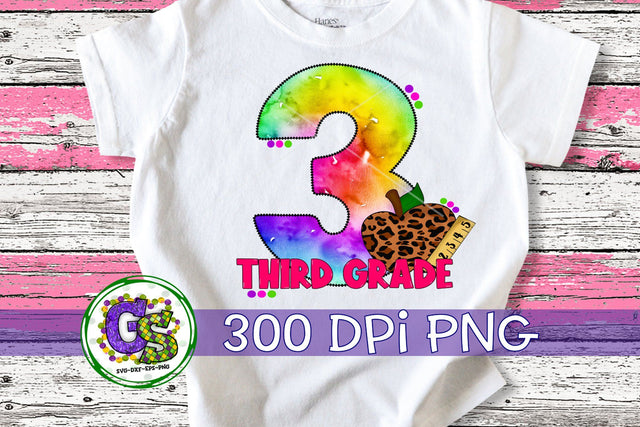 3rd Grade Tie Dye PNG for Sublimation Sublimation Greedy Stitches 