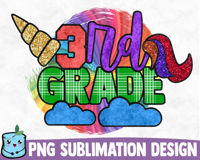 3rd Grade Unicorn Sublimation Design Sublimation MintyMarshmallows 