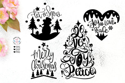 4 Cute Christmas Designs SVG Graphic House Design 