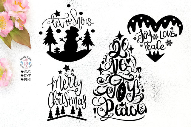4 Cute Christmas Designs SVG Graphic House Design 